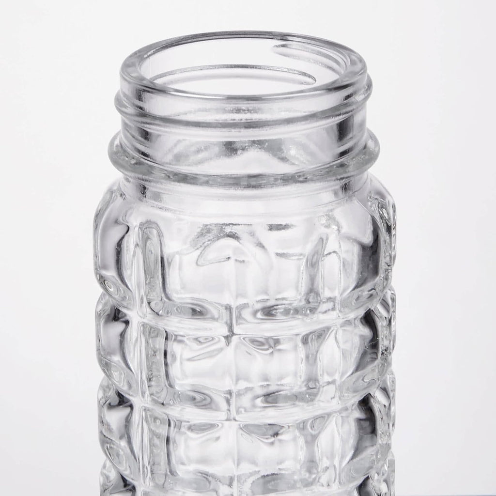 Moisture Proof Salt & Pepper Shakers - 1.5 Oz - Glass w/Black & White Lids Spring Loaded, No Clog, Set of 2