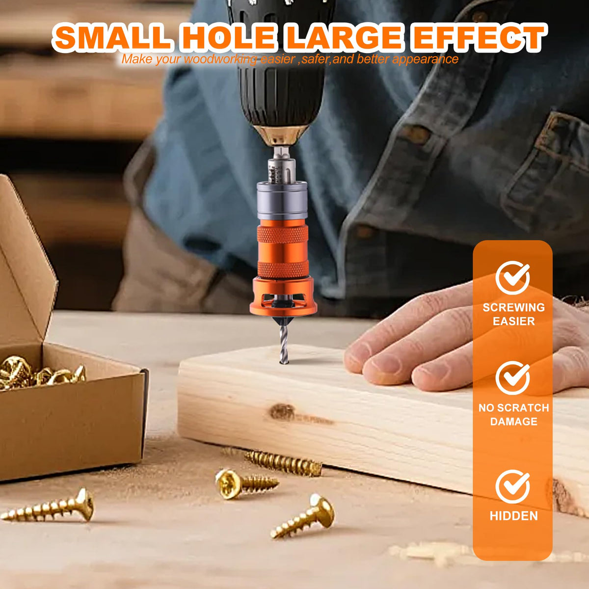 Countersink Drill Bit Set, 5 Wood Sizes with Adjustable Depth Stop
