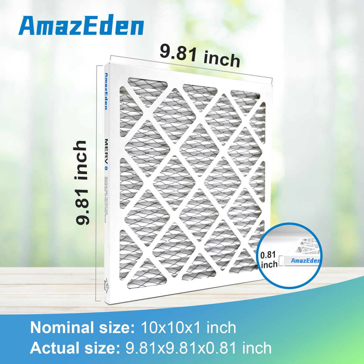 10x10x1 Air Filter 4 Pack MERV 8 Dust Defense AC Pleated Filters