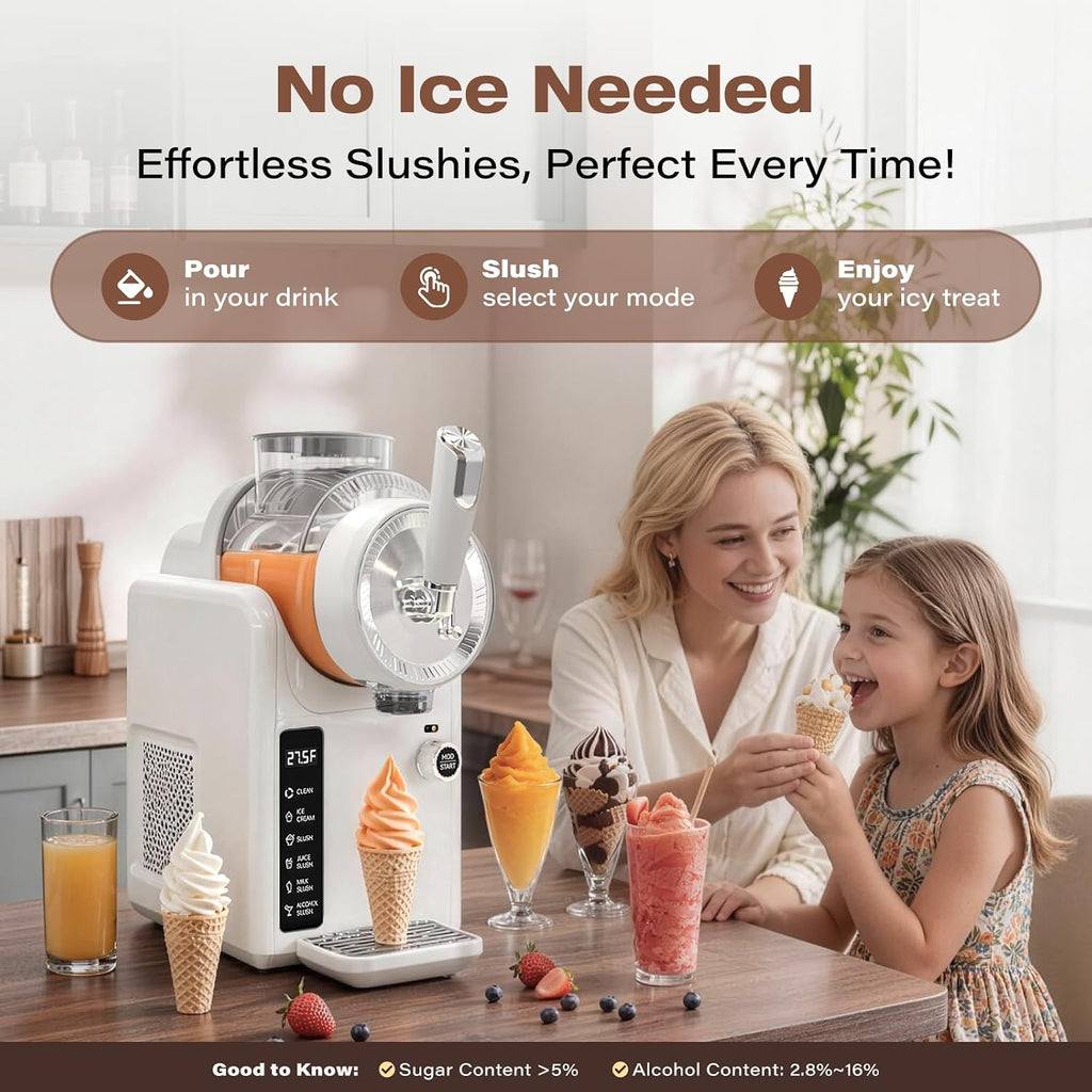 Slushie Machine for home, No Ice Needed, Soft Serve Ice Cream Maker