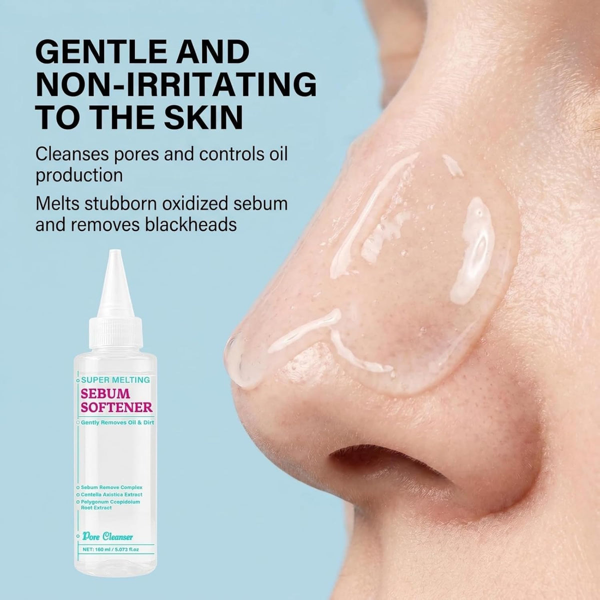 Super Melting Sebum Softener, Blackhead Remover Liquid for Deep Pore Cleansing, Gentle Dissolve Sebum with Centella
