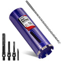 DaduoRi 3-1/4" Dry Core Drill Bits with Pilot Bit & 3 Adapters (SDS Plus/SDS Max/1/2 Hex),Upgraded-Welded Core Bit for Concrete, Masonry, Brick, Stone, Mortar - 5/8"-11 Thread, 9.5" Depth (3.25")