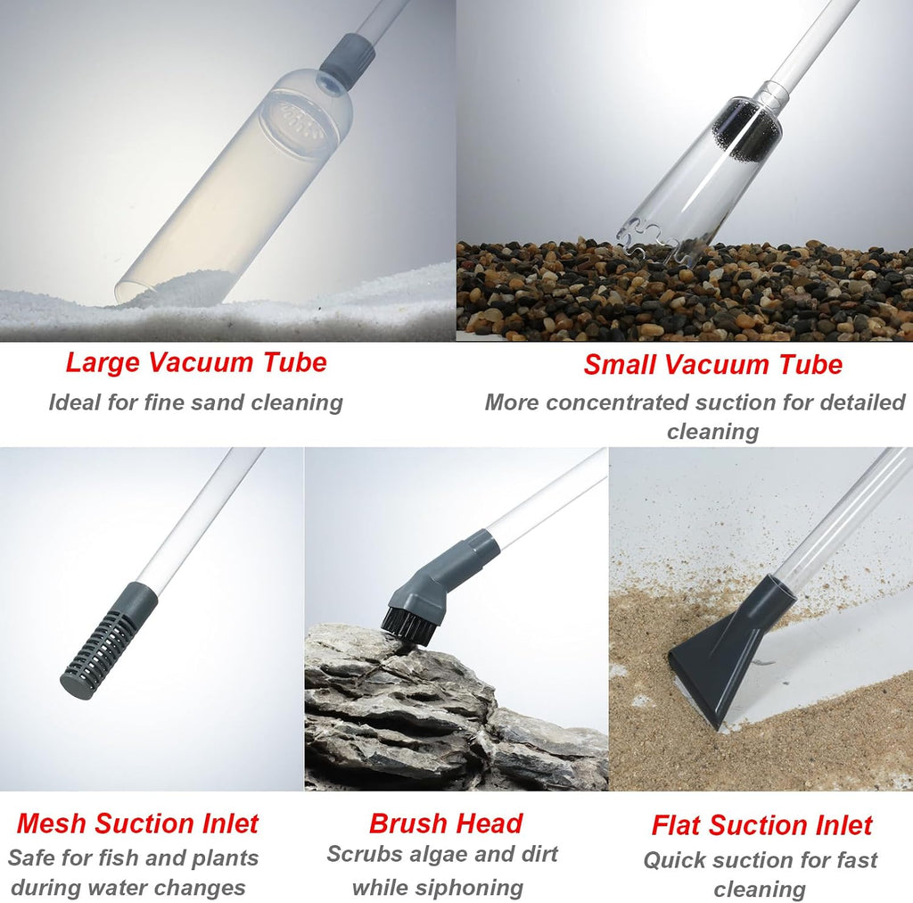 Aquarium Siphon Vacuum Kit with Turkey Baster, Fish Net for Tank Cleaning
