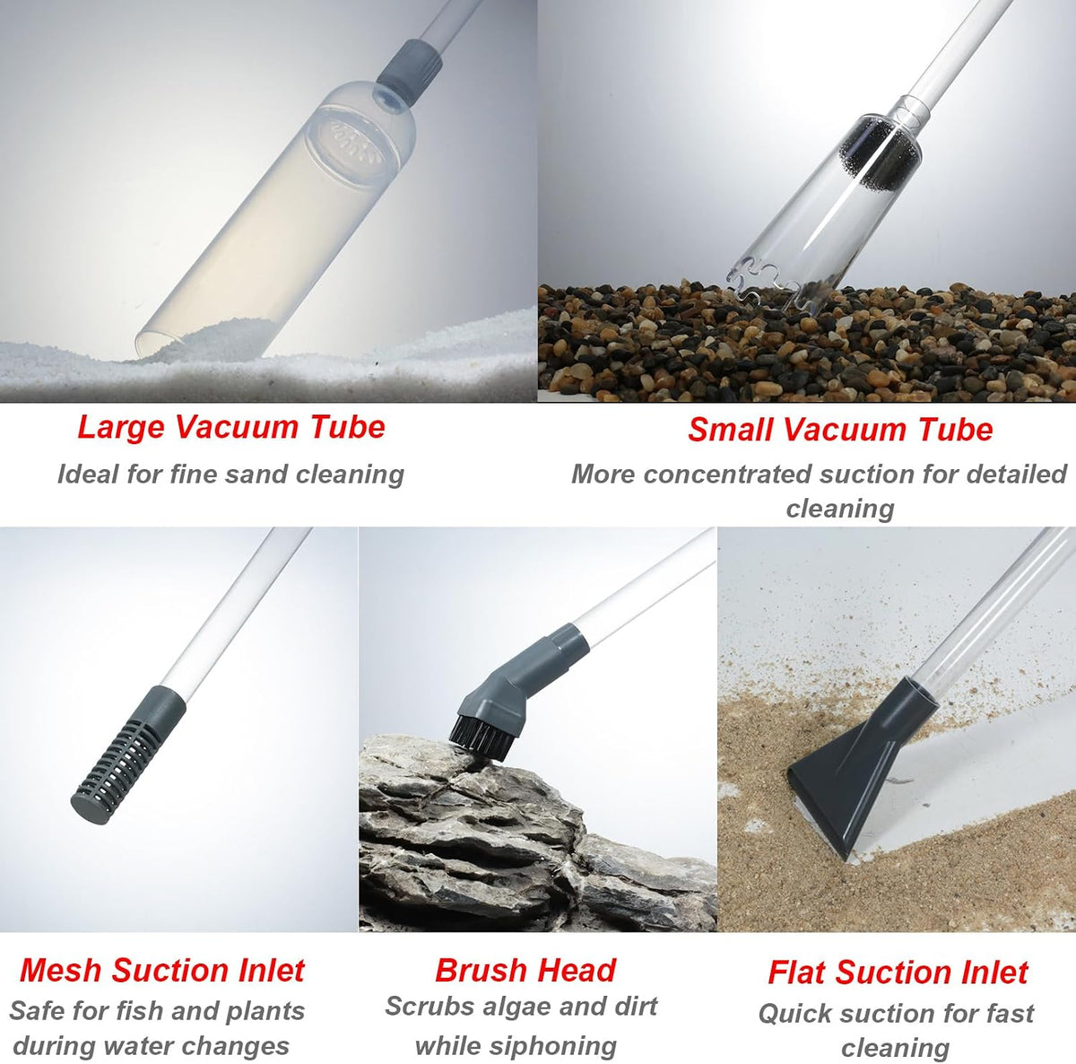 Aquarium Siphon Vacuum Kit with Turkey Baster, Fish Net for Tank Cleaning