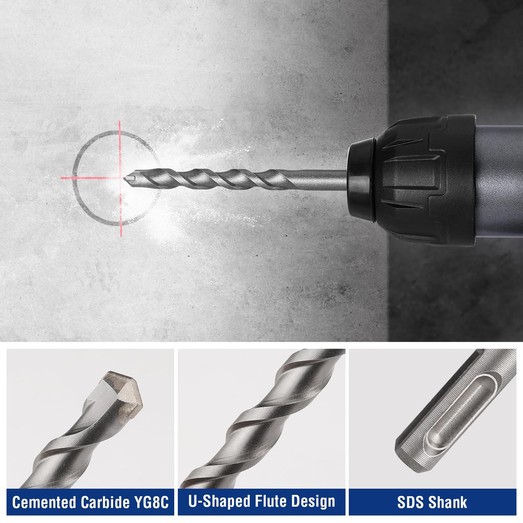 WORKPRO 16-Piece SDS-Plus Rotary Hammer Drill Bit & Chisel Set