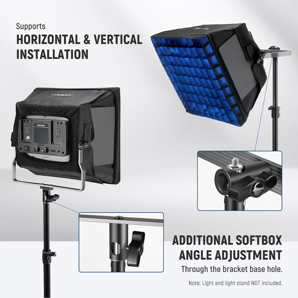 Upgraded Softbox Diffuser for NL660 RGB660 PRO II LED Light, NS4S | 12.6"x11.6", Foldable, Grid, Bag, Blackout Hood