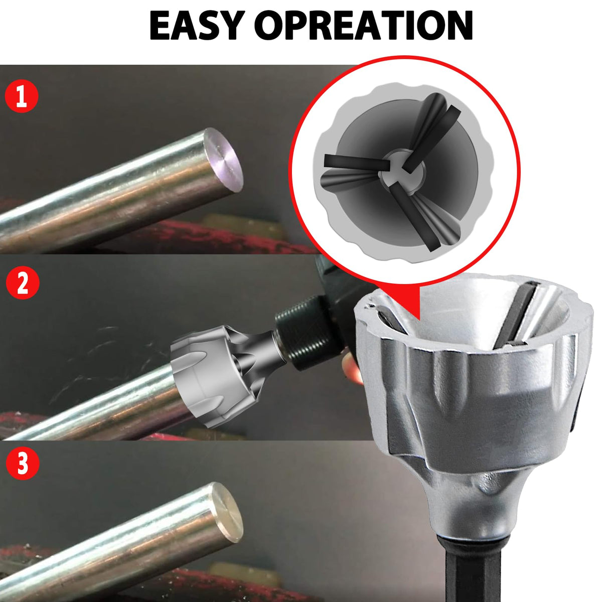 CZS Deburring Tool, Deburring Chamfer Tool, Quick Release 1/4" Hex Shank