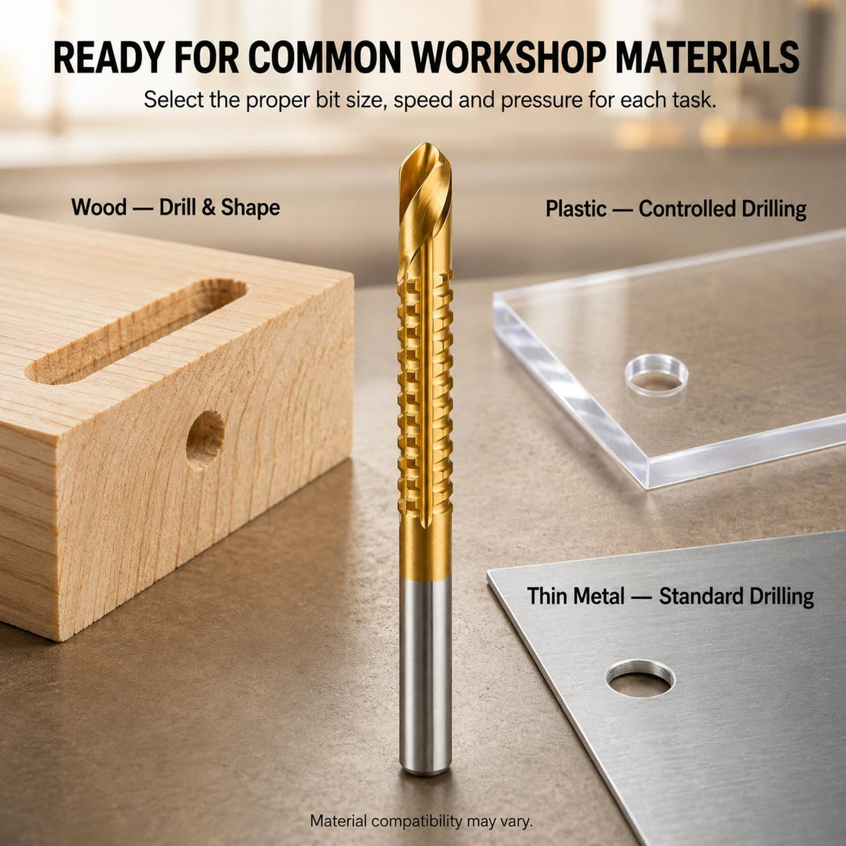 12PCS 3-8mm Titanium Coated Drill Bit Set, HSS Twist Side Cutting Drill Bit