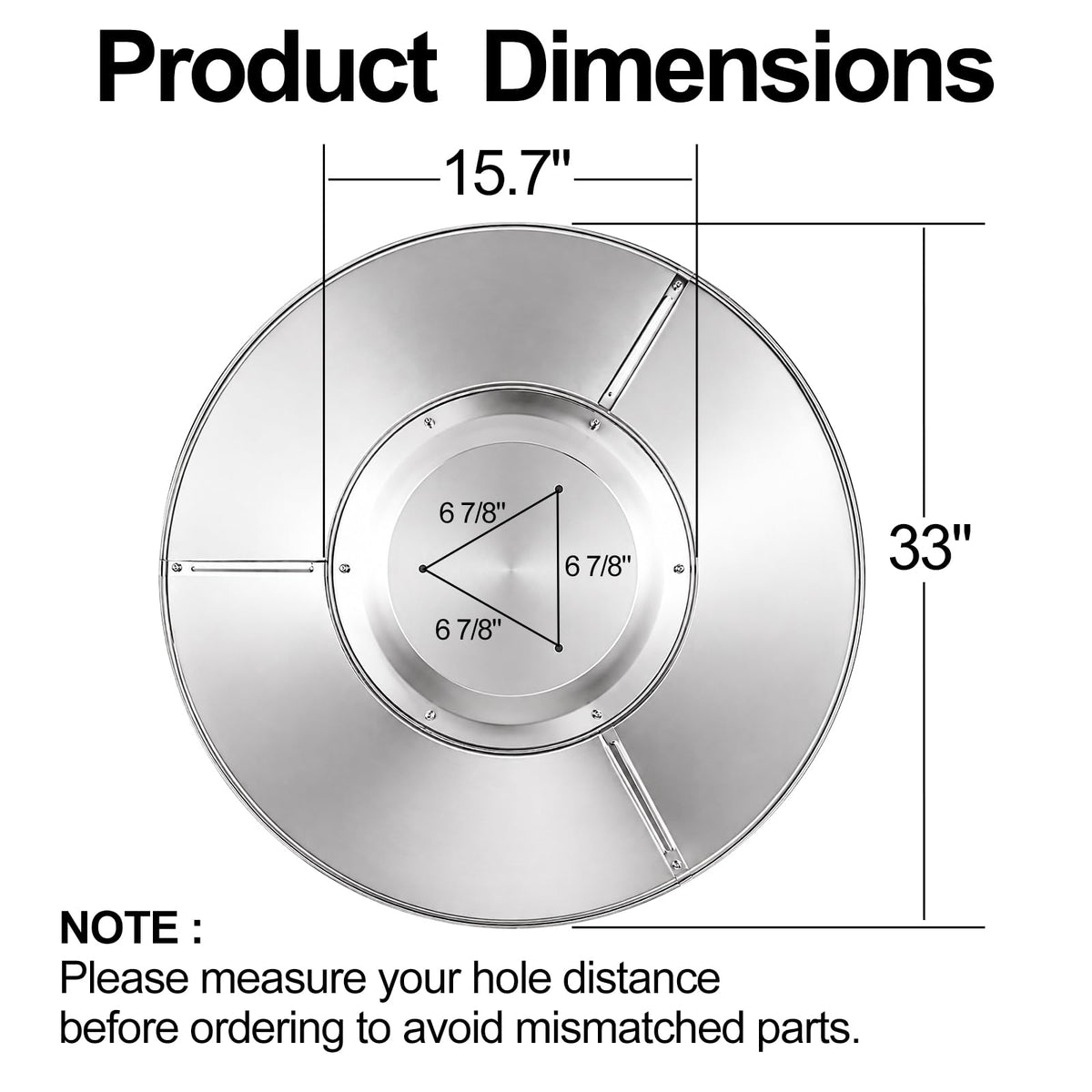 33 Inch Round Patio Heater Reflector Shield, 3 Pre-Drilled Holes