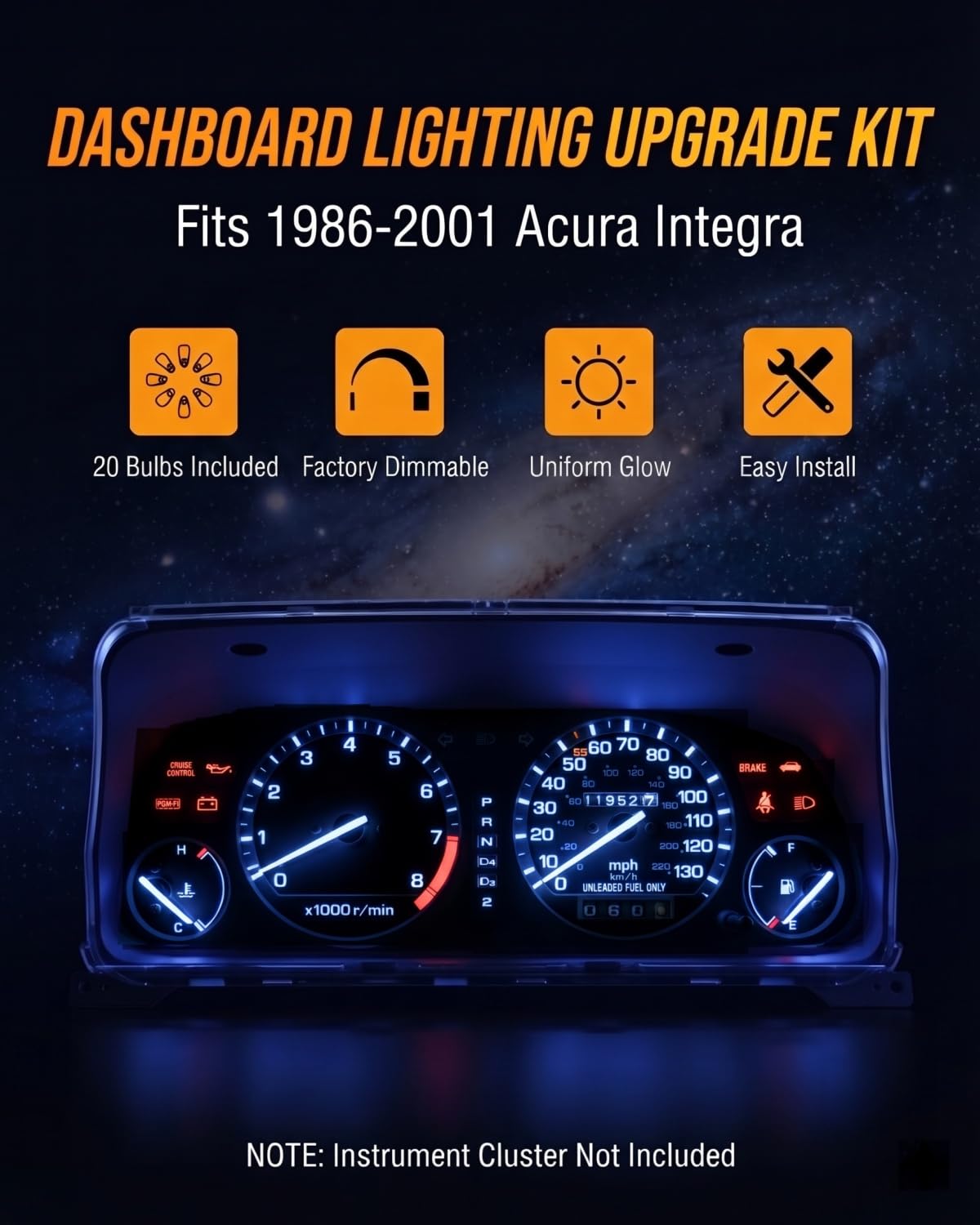 WLJH Blue LED Instrument Cluster Bulb Kit for Acura Integra 1986-2001