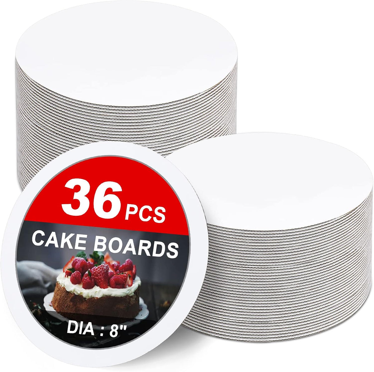 36-Packs Cake Boards 8 inch Round, White Cake Board Rounds