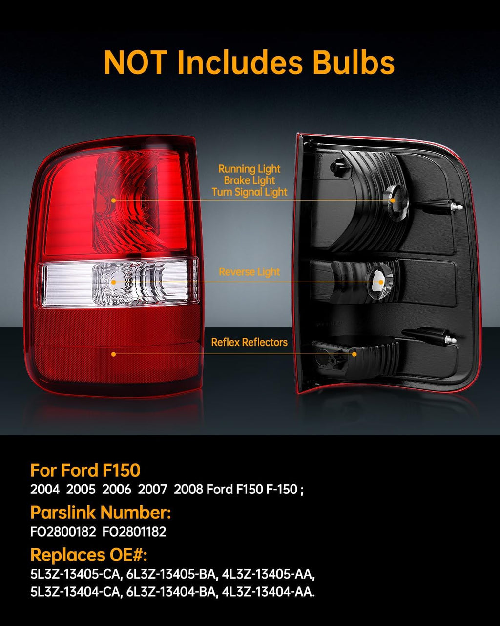 OKLPF Rear Brake Tail Lights Compatible With 2004-2008 Ford F150