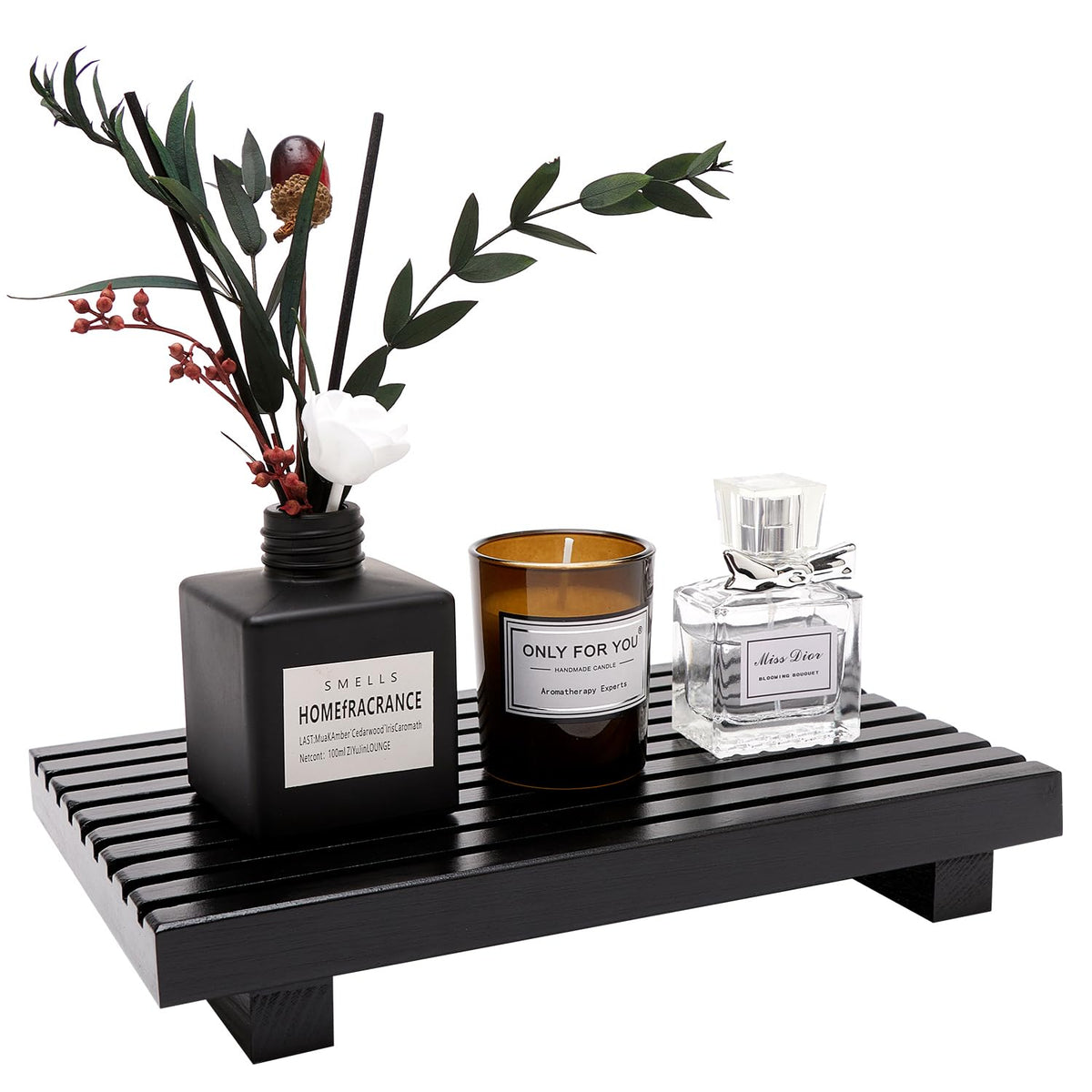 Wooden Display Risers Table Stand for Bathroom Tray Kitchen Counter Decor