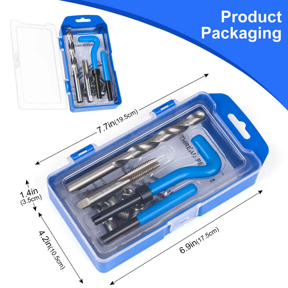 JMMRRR 15PC SAE Helicoil Thread Repair Kit 7/16-14 inch with HSS Drill