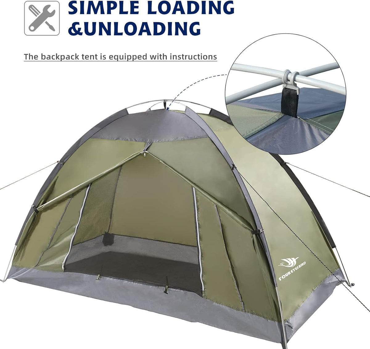 7.2 × 4 × 4 Feet Single Backpack Tent, Waterproof Camping and Hiking Tent can be Used by One Person, Light and Durable
