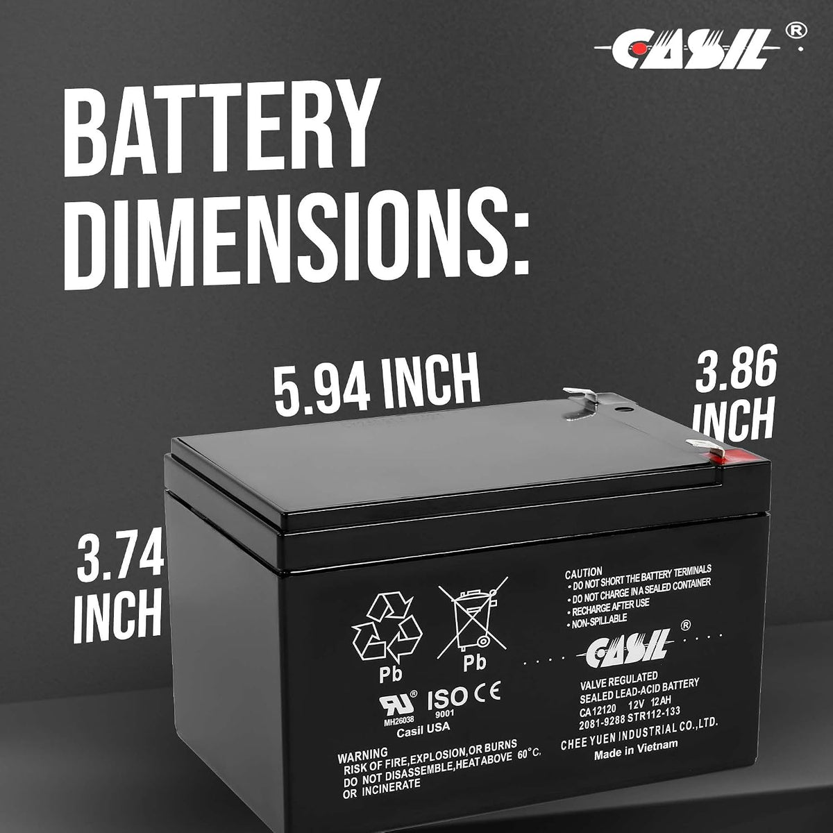 Casil 12V 12Ah SLA AGM Battery 2 Pack – Mobility Scooter Replacement for Go-Go Elite Traveller SC40E SC44E, Sealed Lead Acid Rechargeable 12 Volt 12Ah Battery
