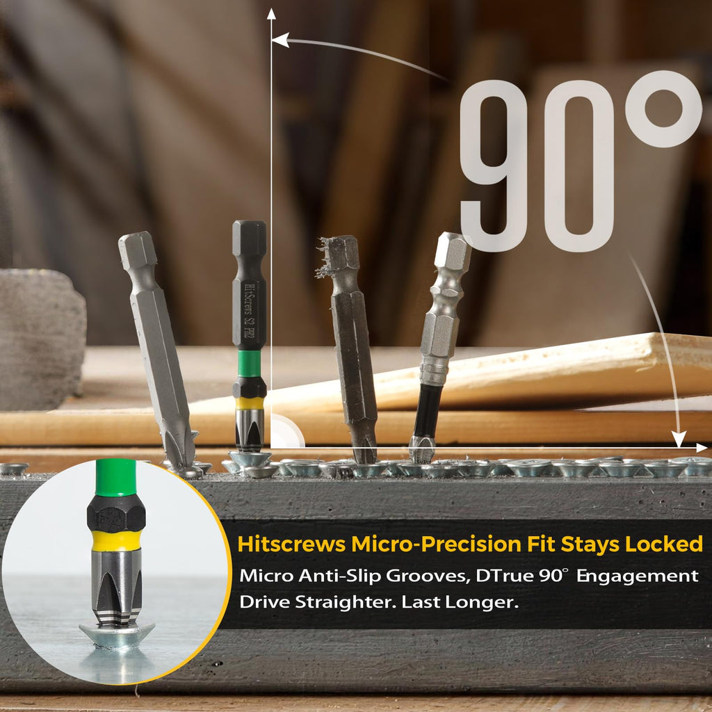 HitScrews 3-Inch Anti-Slip Phillips Impact Bits PH2,S2 Steel Drill Bits,360° Laser-Etched Magnetic Screwdriver Bit, CNC Precision, 1/4" Hex Shank for Furniture, Cabinets, Drywall & Carpentry | 5-Pack