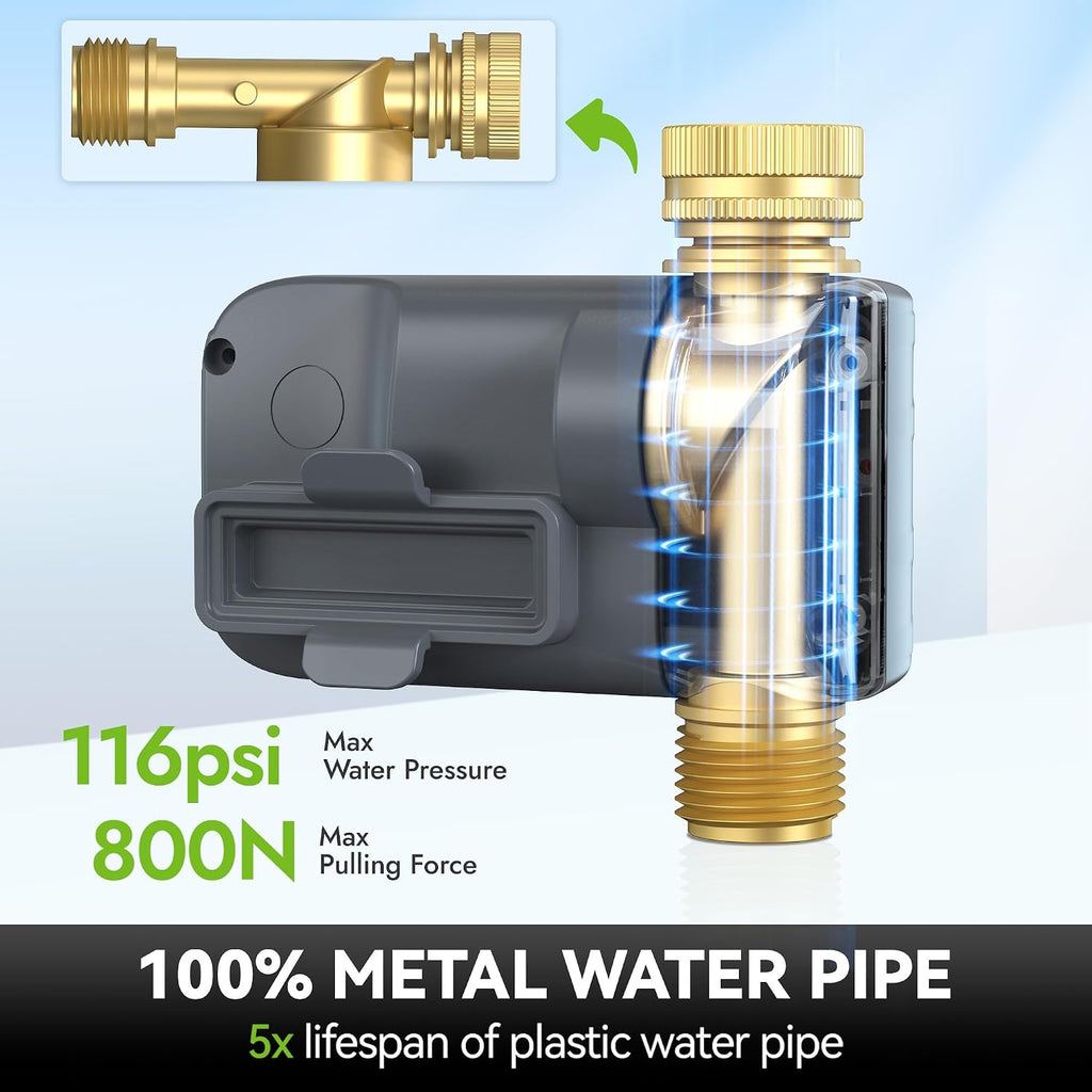 Sprinkler Timer, 100% Metal Pipe Water Timer for Garden Hose, Programmable Hose Controller for Watering, Sprinkler