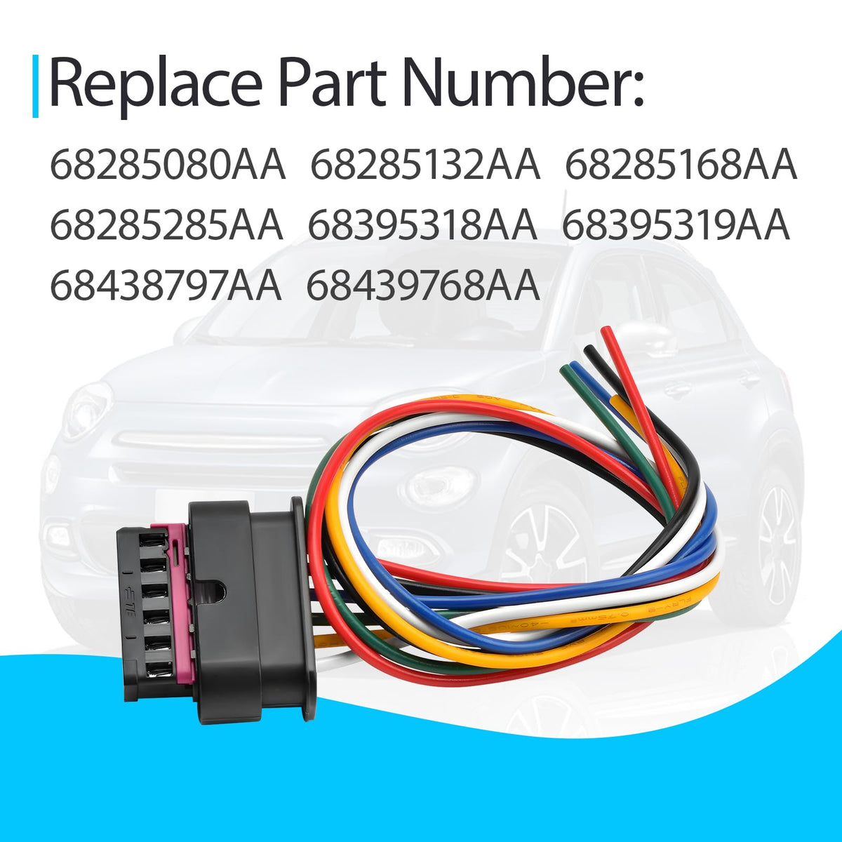 Tail Lights Connector Pigtail Plug Wire Harness Compatible with Fiat 500X 2016-2022 Replace 68285080AA