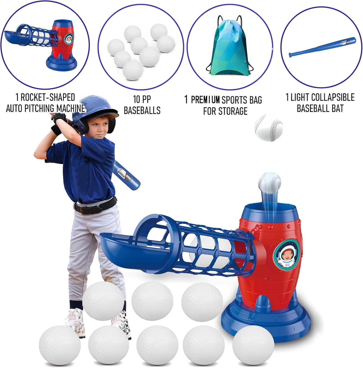 T Ball Set for Kids Toddlers, Electric Automatic Baseball Pitching Machine Pitcher Machines, Tee Ball Set Baseball