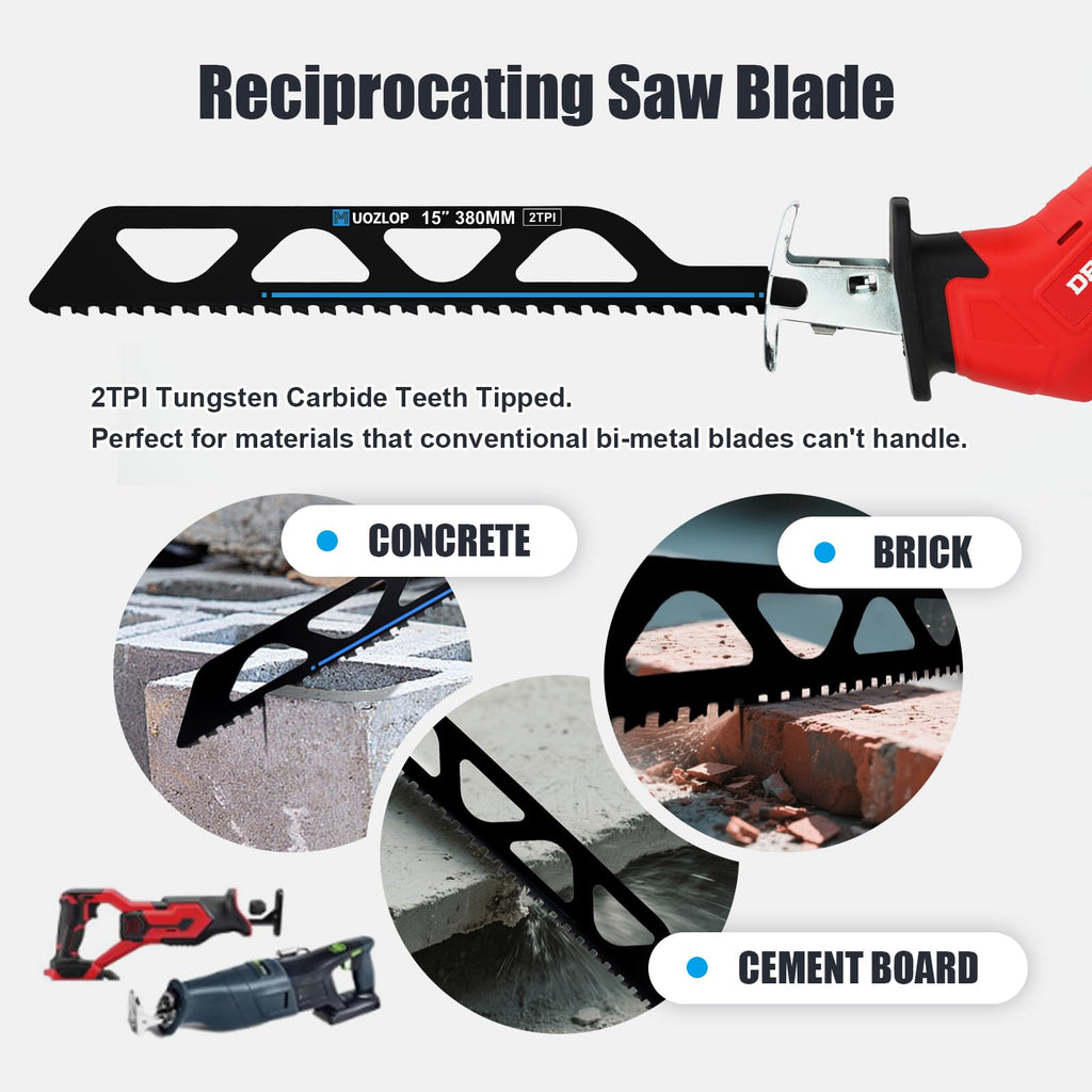 MUOZLOP 2TPI 15inch 2Pack Masonry Reciprocating Saw Blades