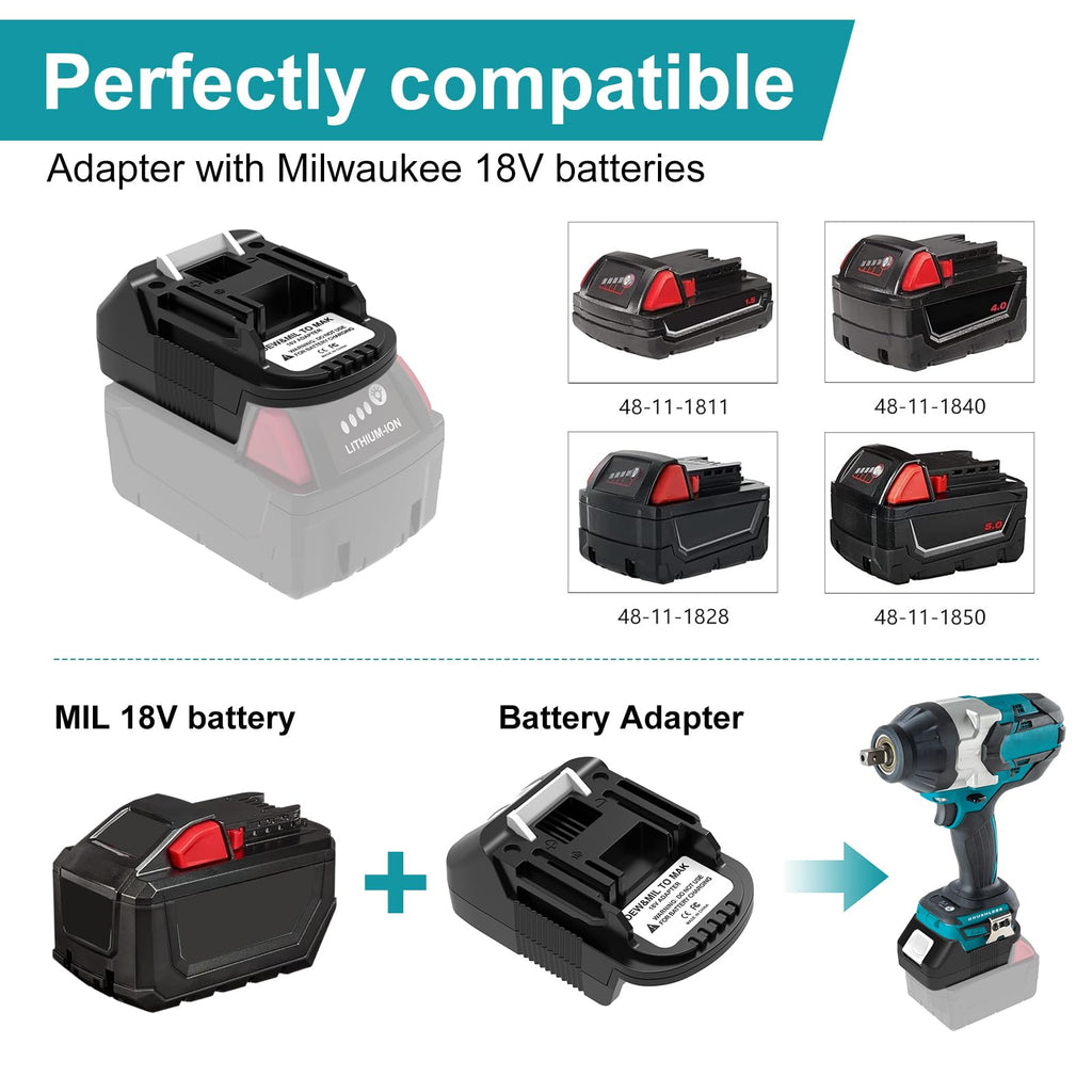 BECDXPal Dew&MIL Battery Adapter Compatible with Makita 18V Tools