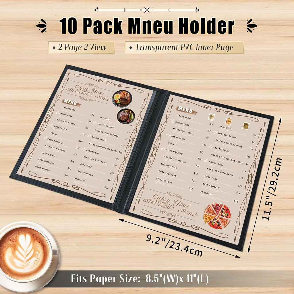 Restaurant Menu Cover Holders, Coffee (10, 2 View (8.5"x11"))