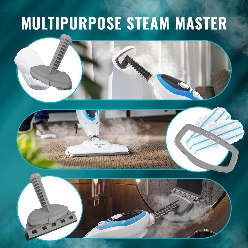 PurSteam 10-in-1 Steam Mop, Floor Steamer with Detachable Handheld Steam Cleaner for Tile, Hardwood Floors | Steam