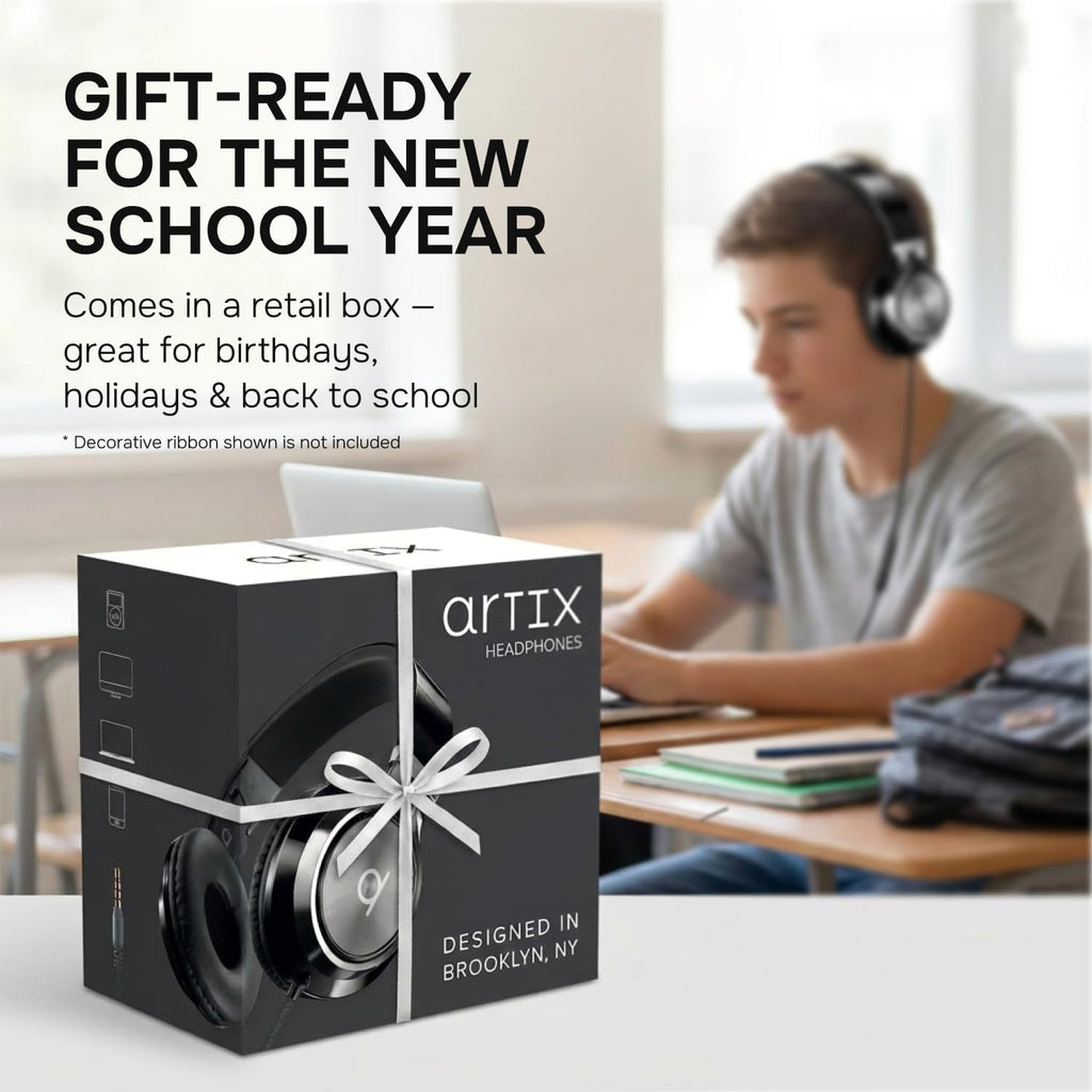 CL750 Wired Headphones with Mic — Noise Isolating On-Ear Headphones for Computer and Laptop Wired, Plug in Corded