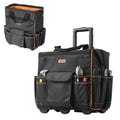 18" Rolling Tool Bag, 110lbs Load Capacity, 25Pockets Heavy Duty Roller Tool Bag w/Adjustable Telescoping Handle &