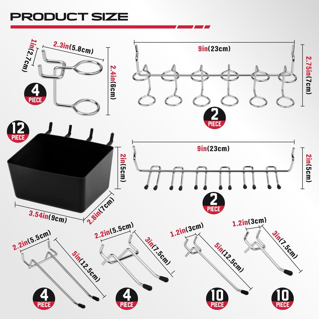 300-Piece Pegboard Hook Set, Pegboard Organizer Accessories for Hanging, Durable Metal Hooks for Tool Organization