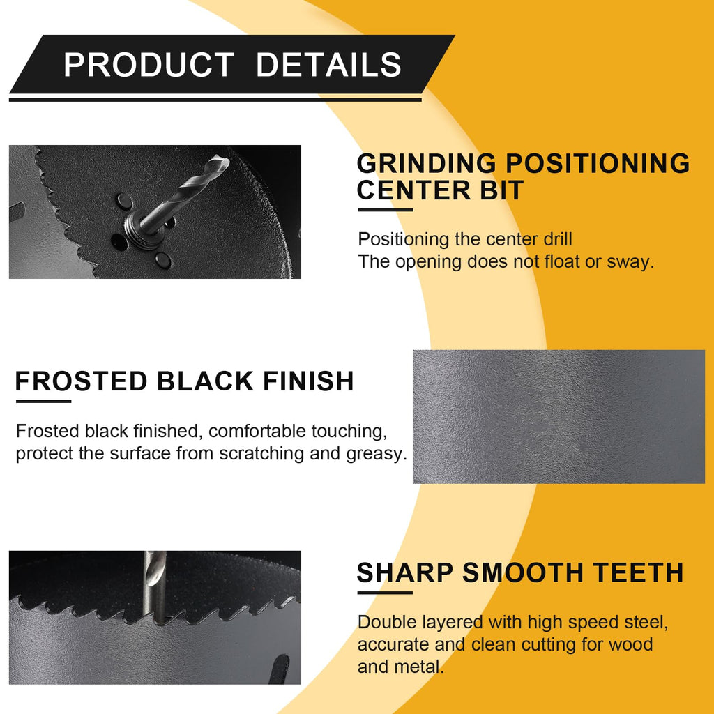 8 1/8 inch Hole Saw for Metal and Plywood, Bi-Metal Circular Wood Drill Bit Cutting 1.75” Deep with Hex Shank for Drywall, Fiberglass, Plasterboard, Acrylic and Sheet Steel