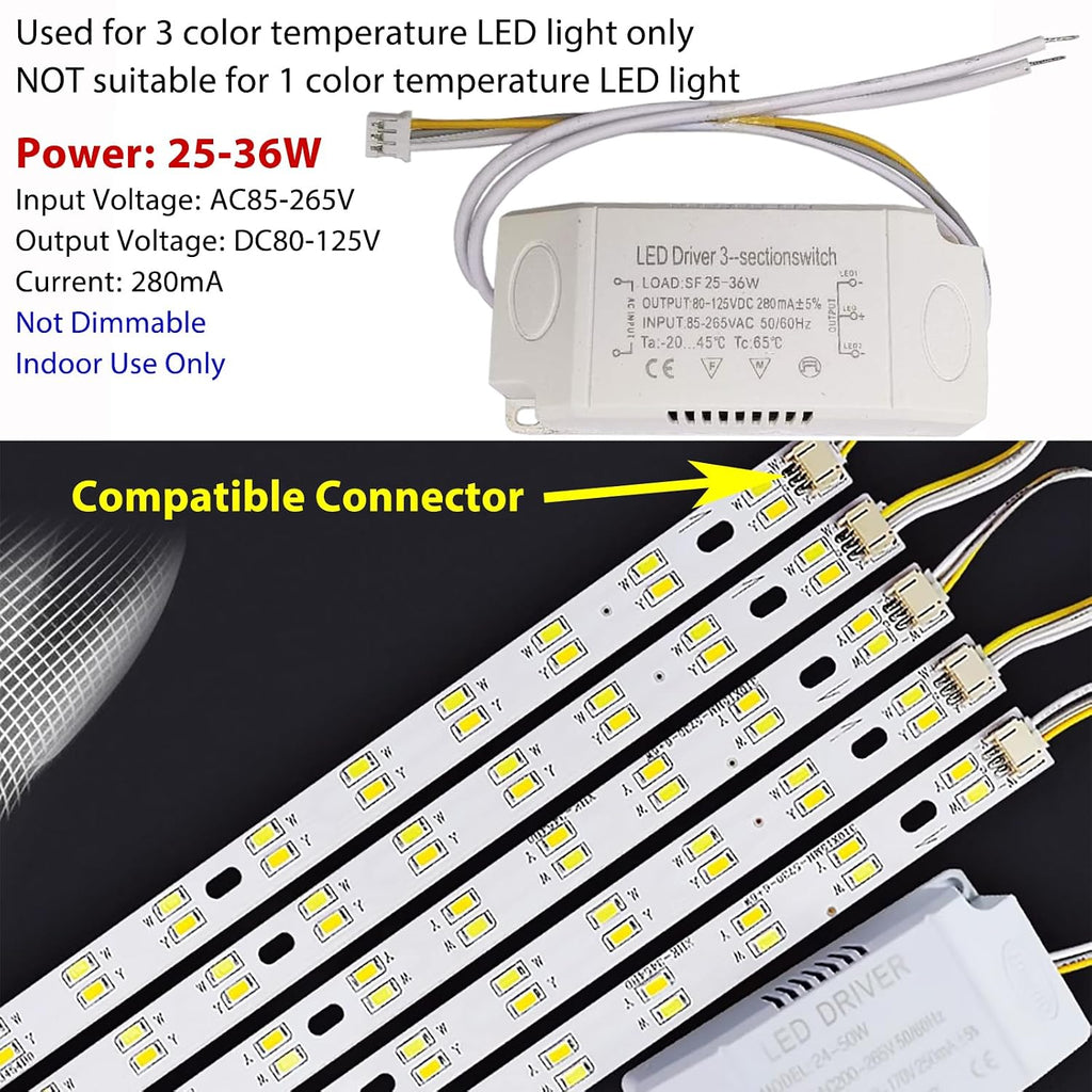 LED Driver 25-36W for Multi-Color Ceiling Strip Spot Light Module Panel, Replacement LED Power Supply Adapter Starter Transformer, Input AC85-265V Output DC80-125V