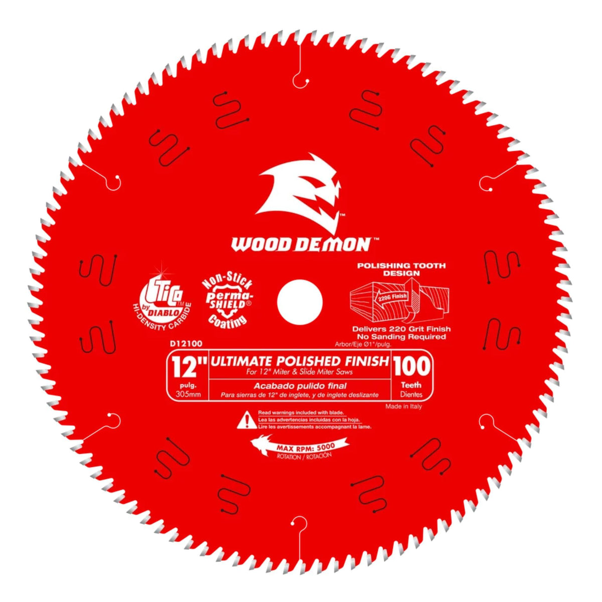Diablo Ultimate Polished Finish Saw Blade - 12" Dia, 100 ASFG Teeth