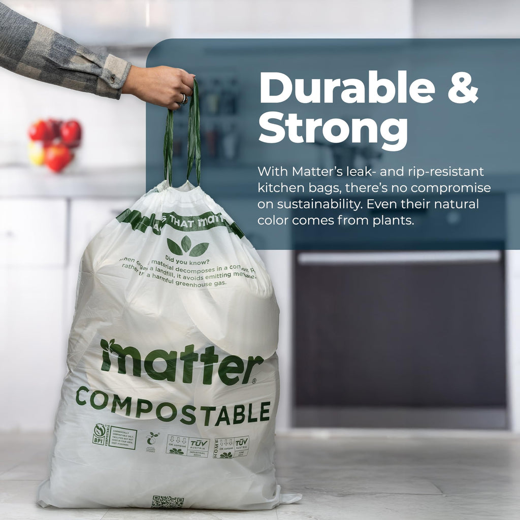 Compostable 13 Gallon Tall Trash Bags, 60 Count, Made From Plants
