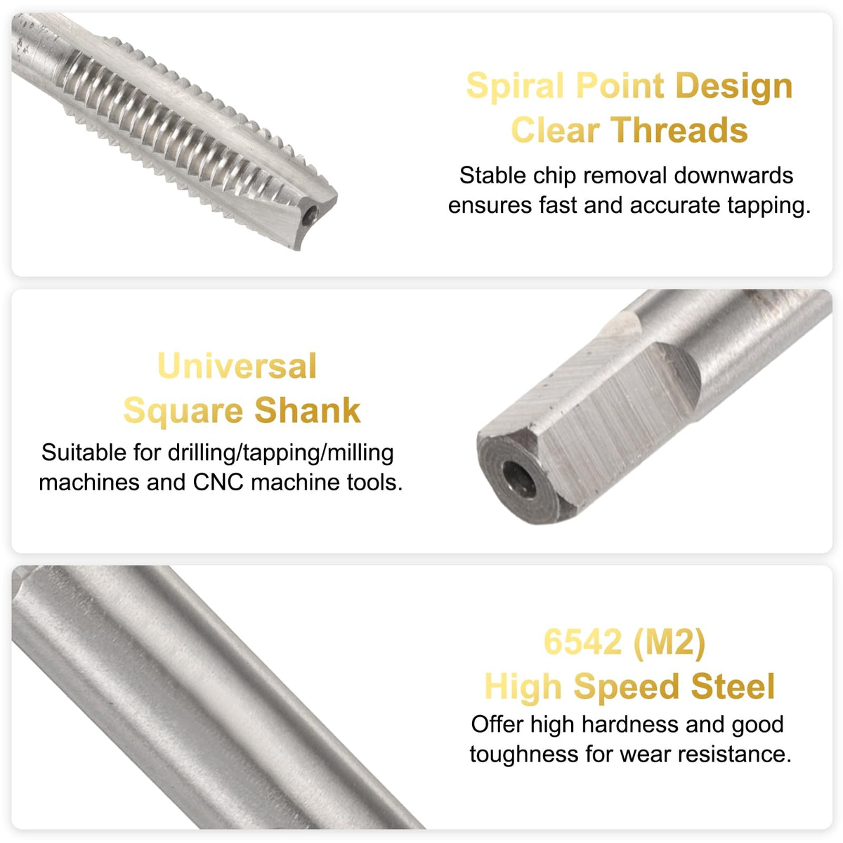 uxcell M8 x 1.25 H2 Metric Spiral Point Thread Tap, 150mm (6") Extra Long Screw Tap Threading Tapping Tool, High Speed Steel Machine Taps Tapping Bit