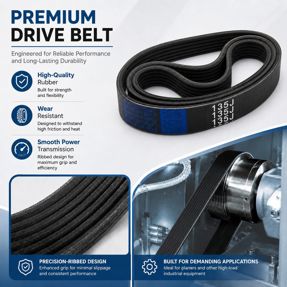 3 Pack 135J6 Planer Drive Belt for Ryobi Delta Ridgid Craftsman
