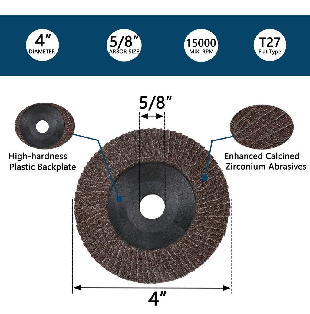 10 Packs 60 Grit Flap Discs for Angle Grinders, 4" x 5/8" Grinding Wheel