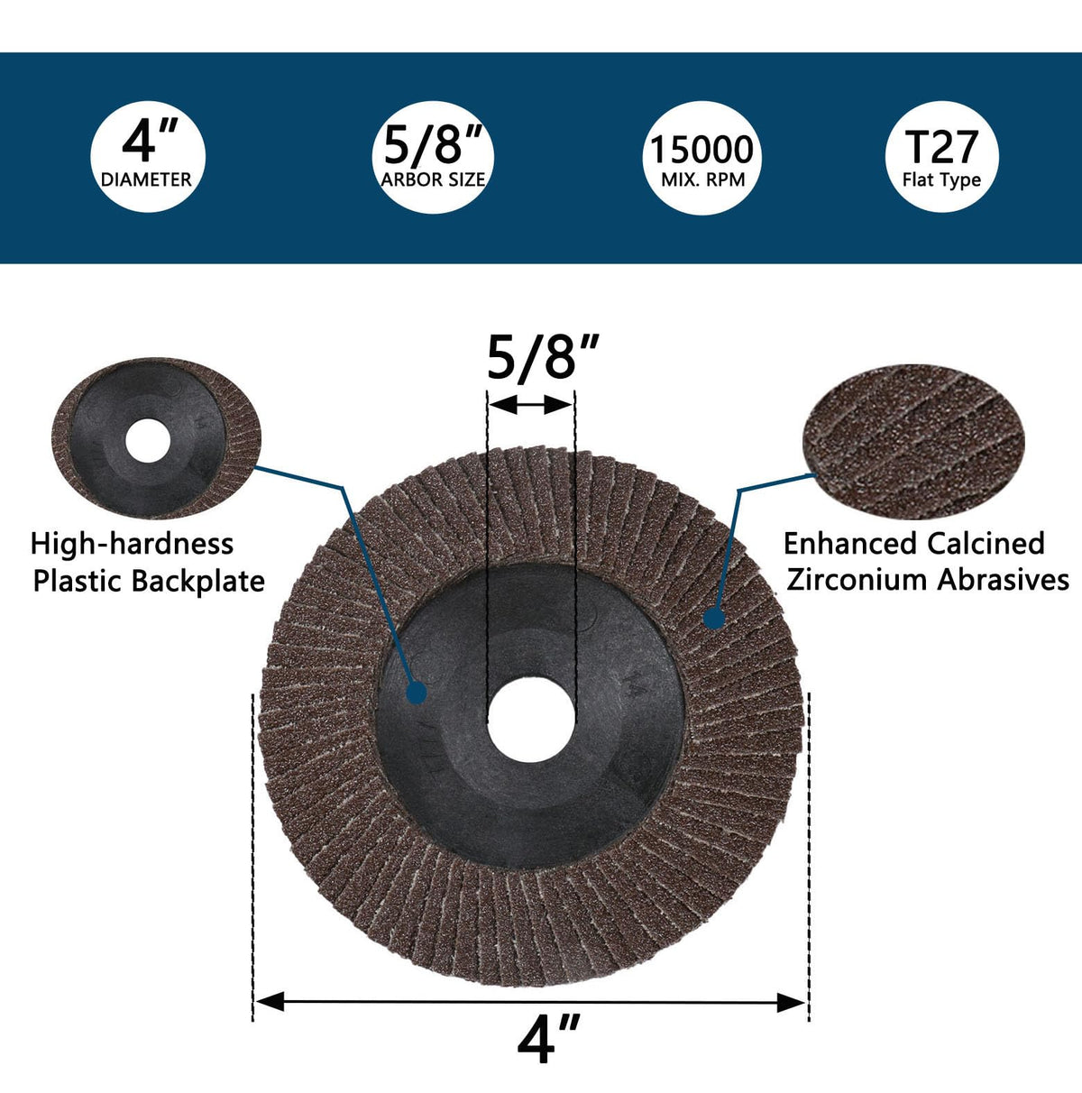 10 Packs 320 Grit Flap Discs for Angle Grinders, 4" x 5/8" Grinding Wheel