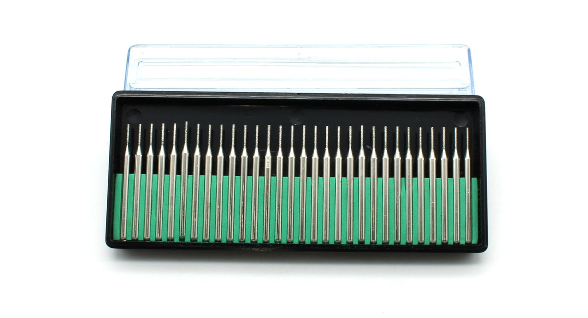 TMAX 30p 1/32" Grit 80 Coarse Diamond Burrs Glass Drill Bit Set for Dremel