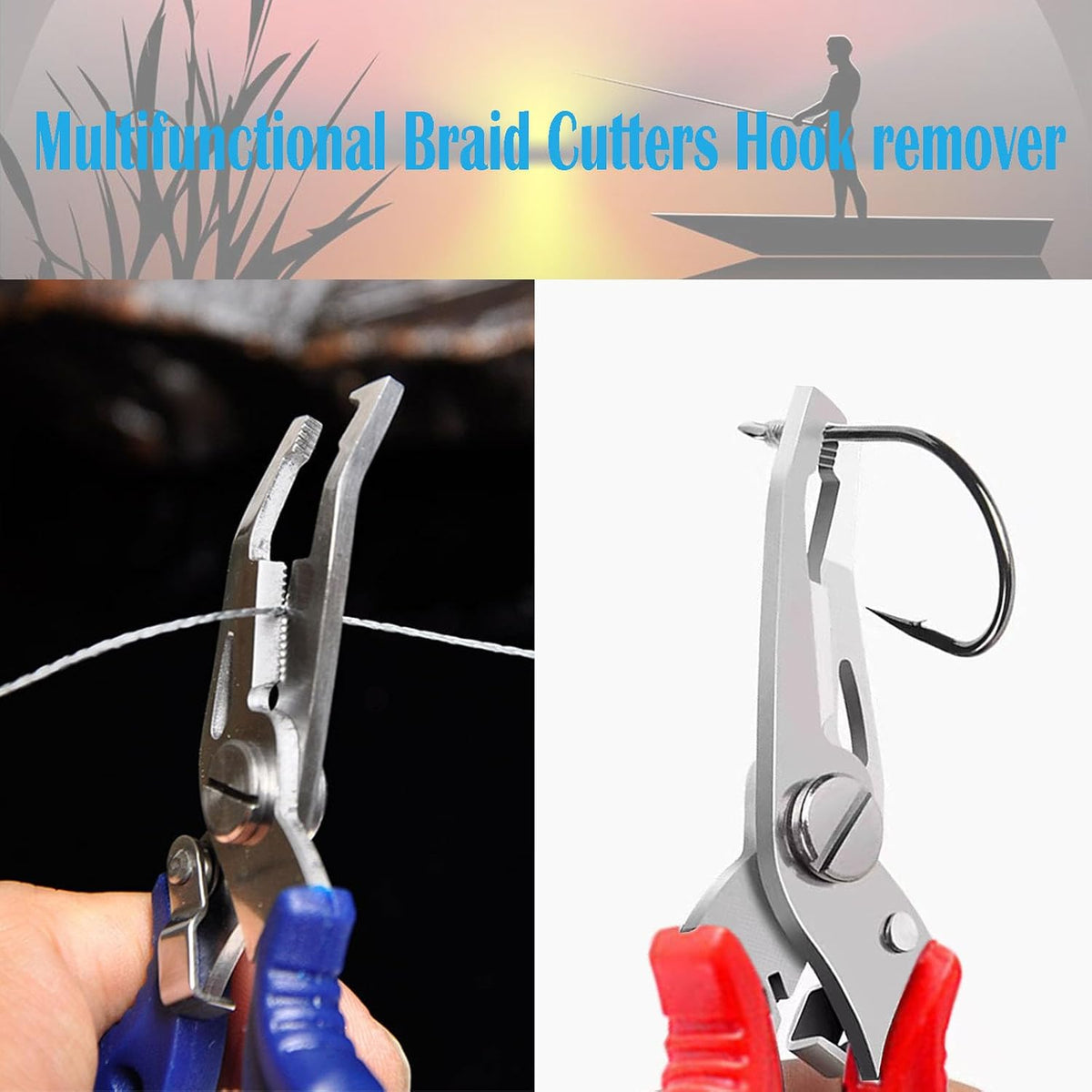 Small Fishing Pliers 2 Multi-Function Scissors Braid Cutters Lightweight Stainless Steel Fishing Tools Split Ring