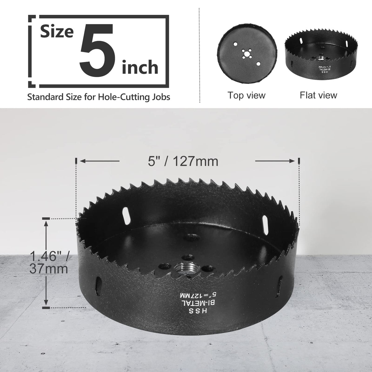 JTemgle 5 Inch Hole Saw for Wood - 1/2" Hex Shank Arbor