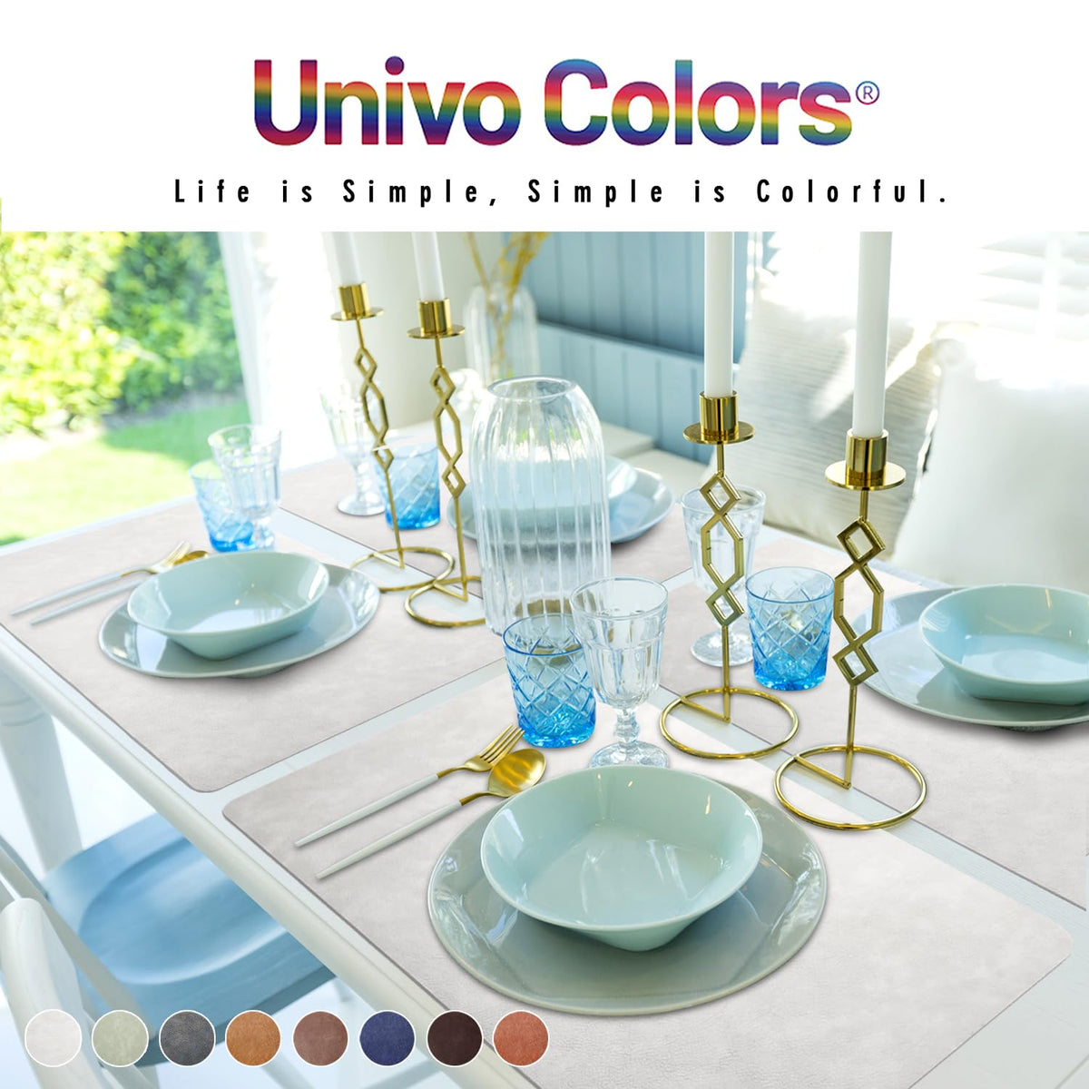 Washed Cowhide Pattern Faux Leather Big Size Placemats Set of 4, Waterproof Easy to Clean Anti-Slip PU Table Mats for