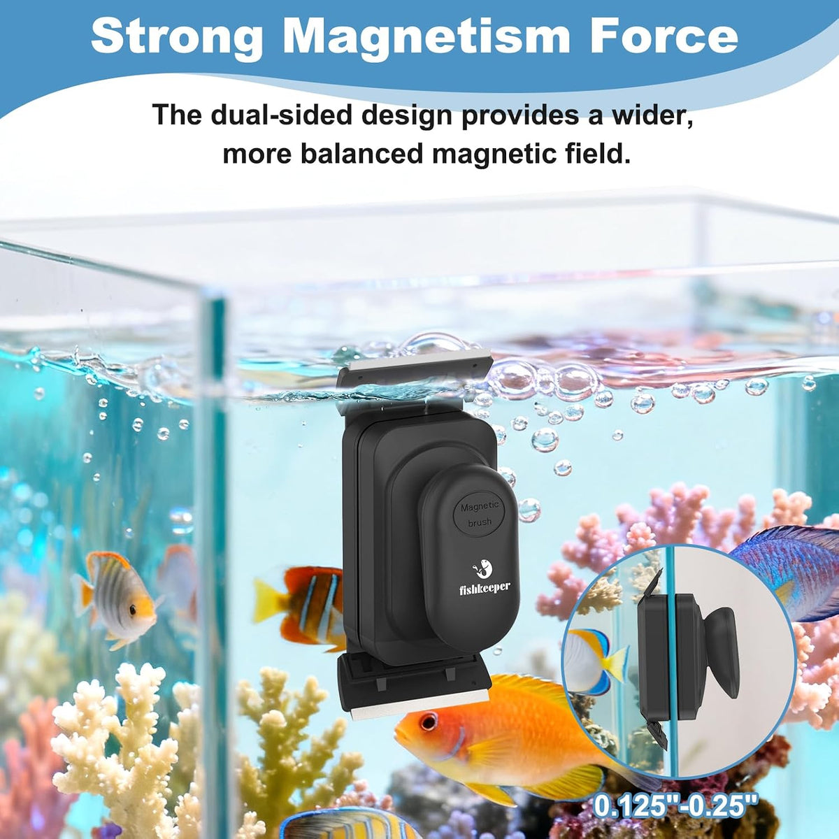 Dual-Blades Magnetic Aquarium Glass Cleaner with 4 Algae Scraper