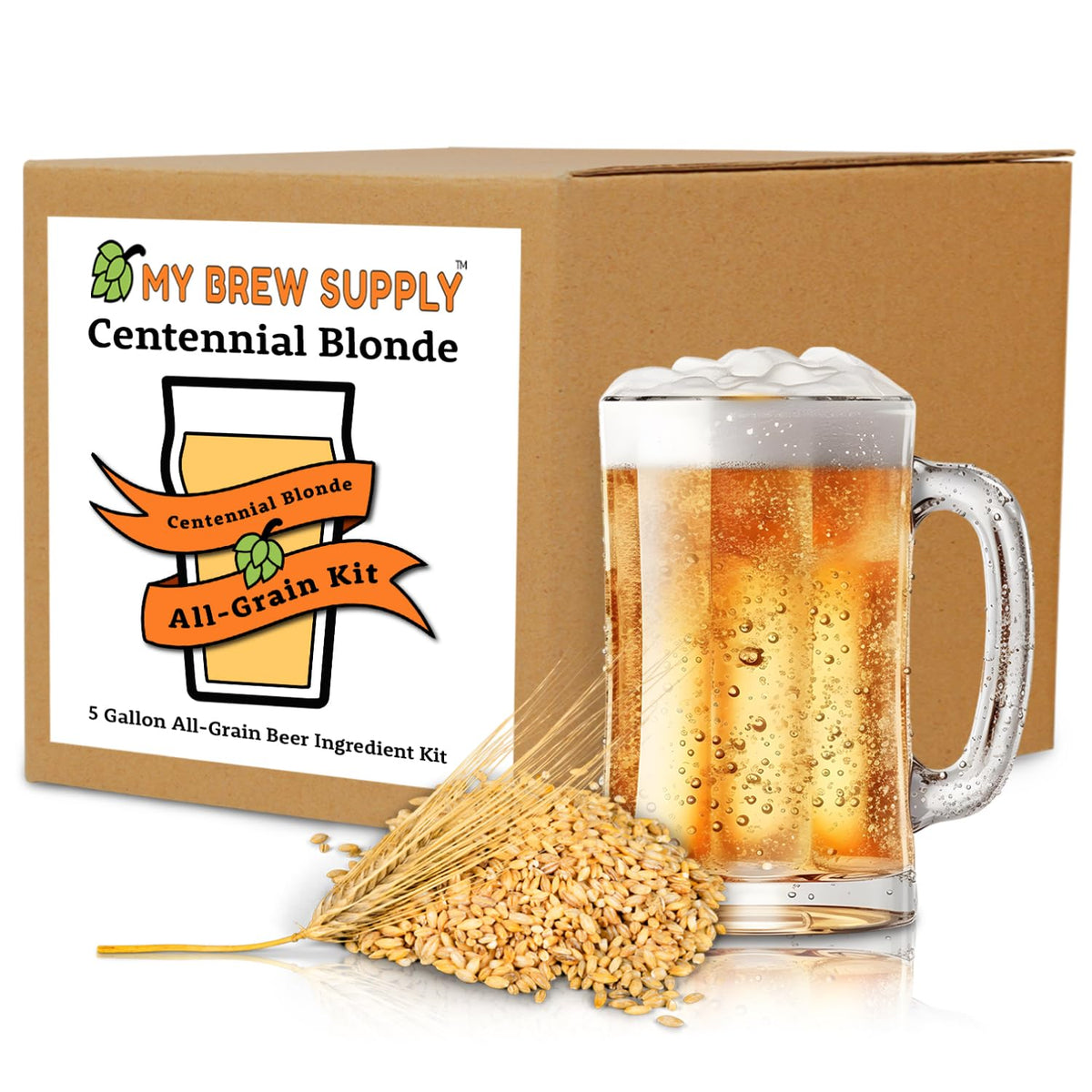 Centennial Blonde Beer Brewing Kit | 2-Row Pale Ale Malt | Caramel 10L Grain | Centennial Pellet Hops | American Ale
