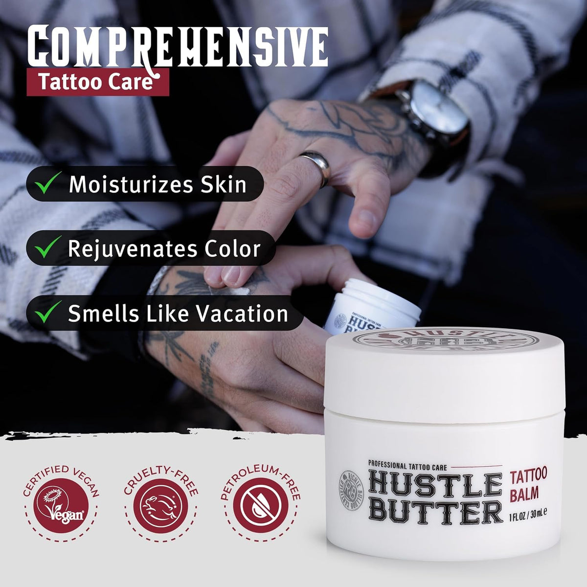 Hustle Butter Tattoo Aftercare Kit - Tattoo Balm, Soap, and Aftercare Wrap - TSA-Friendly - Easy Removal, Mess-Free Wrap