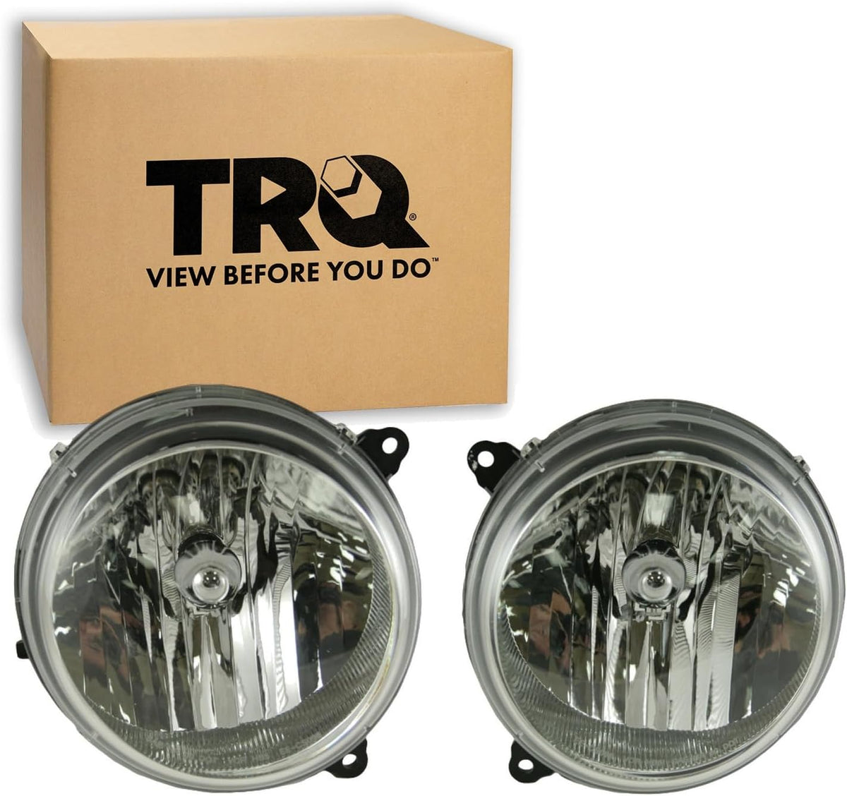 TRQ Driver and Passenger Side Headlight Assembly Set Halogen