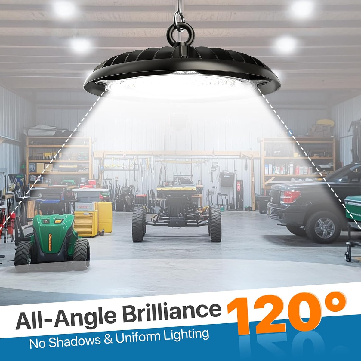 HYPERLITE High Bay LED Lights: 2-Pack 250W UFO LED Light with Plug & Play Plug - 5000K IP65 Waterproof Shatterproof Lighting Fixture