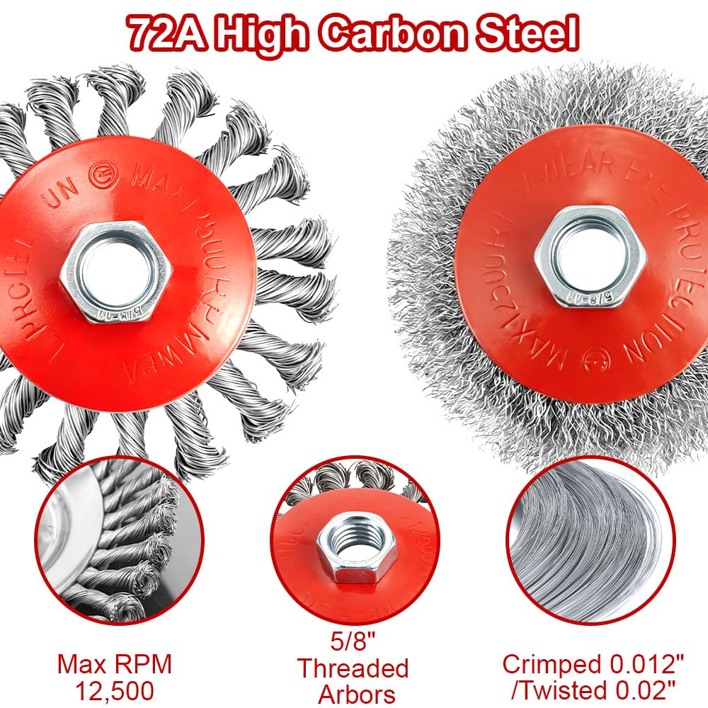 SBGGRL 13-Pack Wire Wheel for Angle Grinder, Heavy Knotted & Crimped Brush