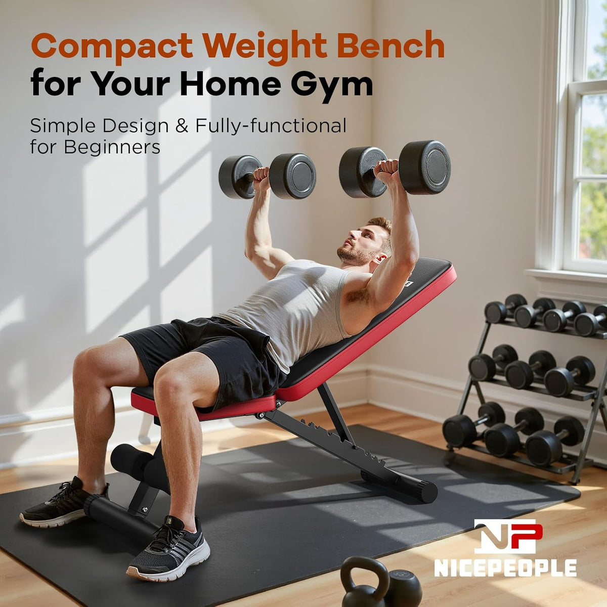 Adjustable Weight Bench for Home Gym, 660LBS Capacity Workout Bench with 8 Backrests for Chest Shoulders Arms